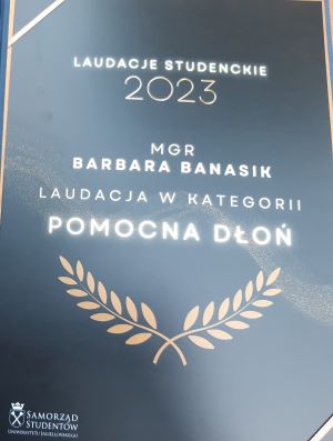 Laudacje studenckie 2023 - nominacja mgr Barbary Banasik